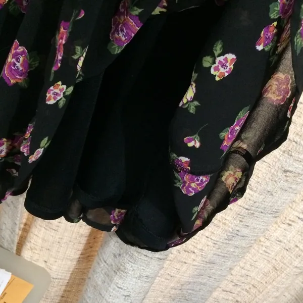 Torrid Multi-Color Floral Print Chiffon Cold Shoulder V-Neck Dress - Image 4