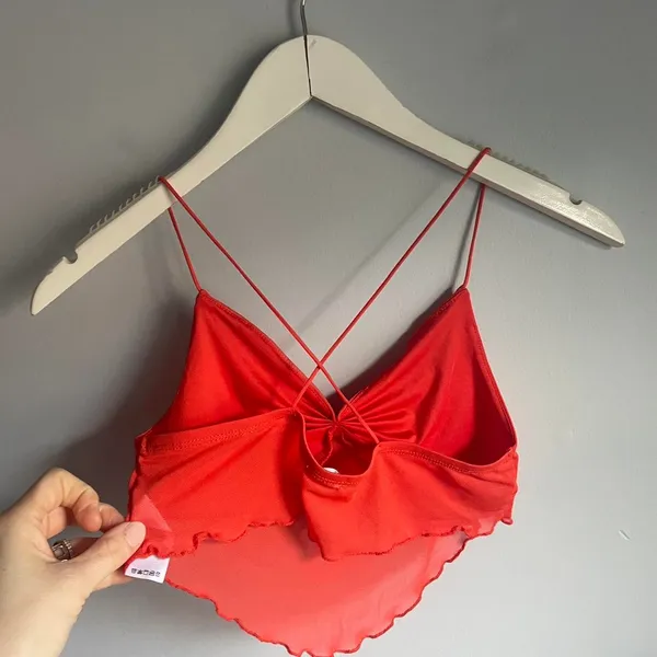 Garage red mesh crop top Going Out Vamp Summer Vacation size Small - Image 2