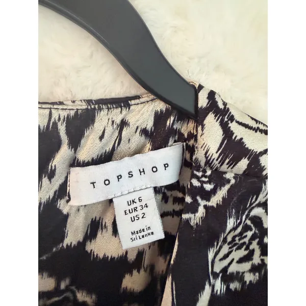 Topshop‎ Women 2 Black White Floral Rose Empire Waist Flutter Sleeve Midi Dress - Image 8
