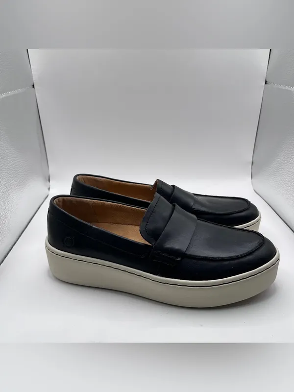 Born Marlie slip-on black loafers size 7 M platform black leather comfort women - Image 5