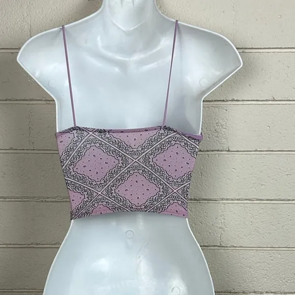 PacSun purple bandana print cropped cami top size XS - Image 8