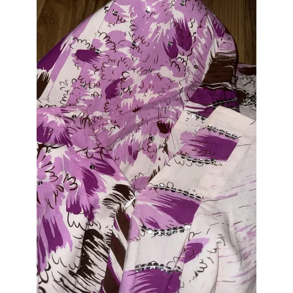 Bisou‎ Bisou Women's Sz 4 A Line Boho Cotton Skirt Sequins Pink White Purple - Image 6