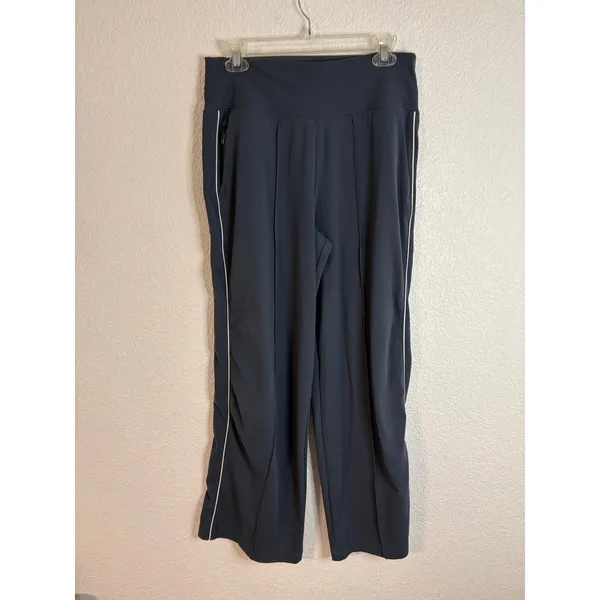 Athleta Venice High Rise Track Stripe Wide Leg Pant Womens Size Medium Blue - Image 3