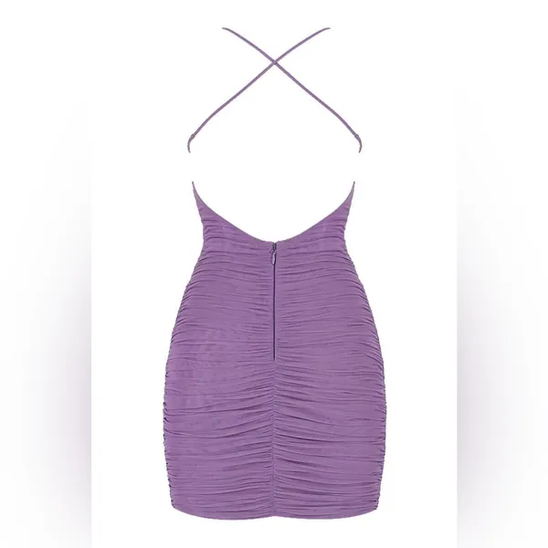Mistress Rocks 'NIGHTSHADE' Lilac Ruched‎ Mesh Dress - Image 9