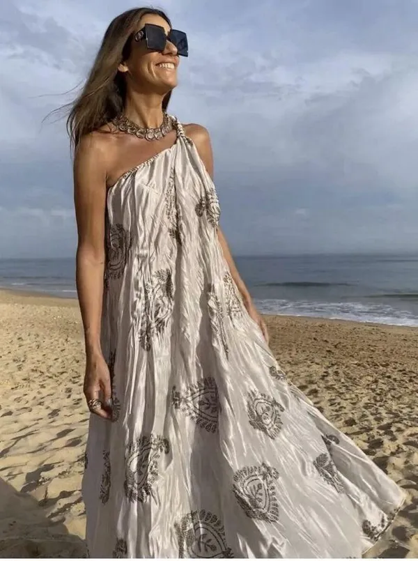 Zara dress maxi oversize fit boho blogger prints casual summer vacation wedding - Image 2