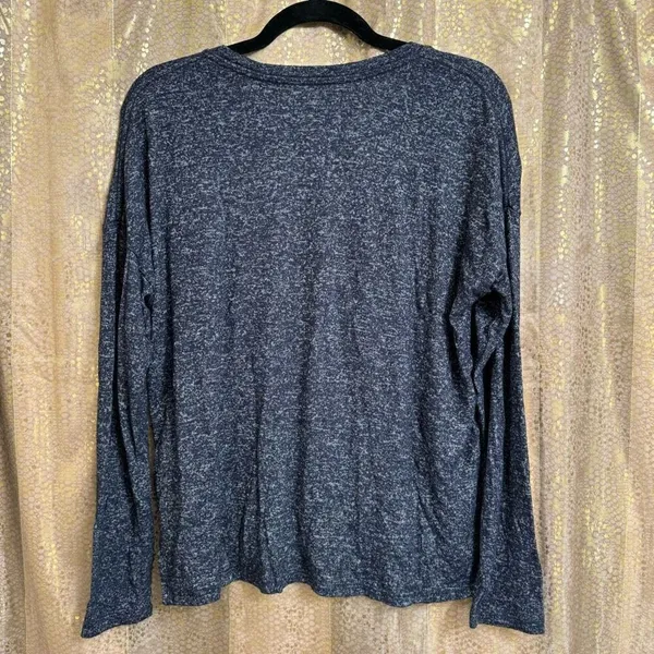 Abercrombie‎ & Fitch Blue Soft & Stretchy Long Sleeve Logo Shirt Medium - Image 2