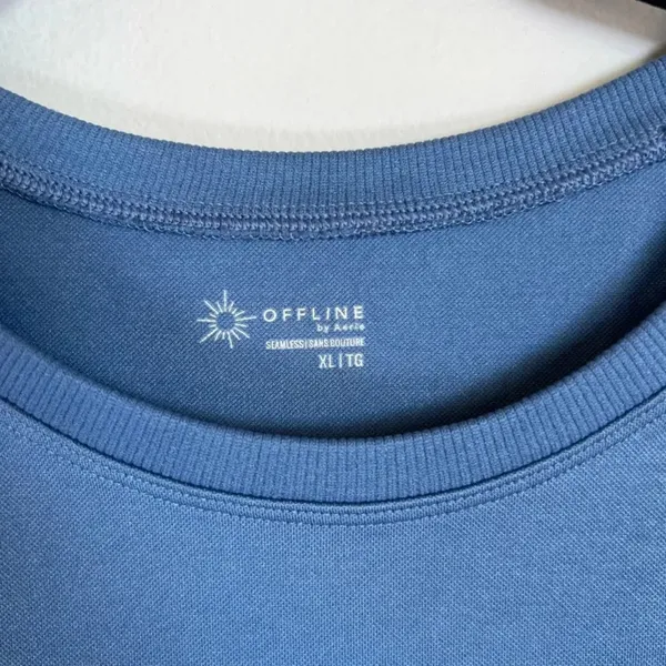 Offline by Aerie Seamless Cropped Top Blue Long Sleeve Stretch Athletic Yoga XL - Image 2