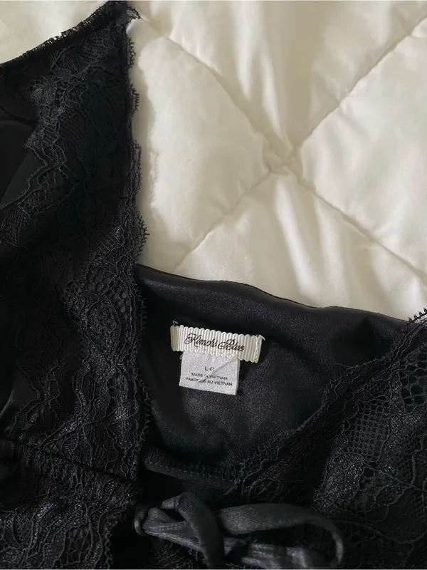 Urban Outfitters Kimchi Blue Black Satin Lace Cami - Image 3