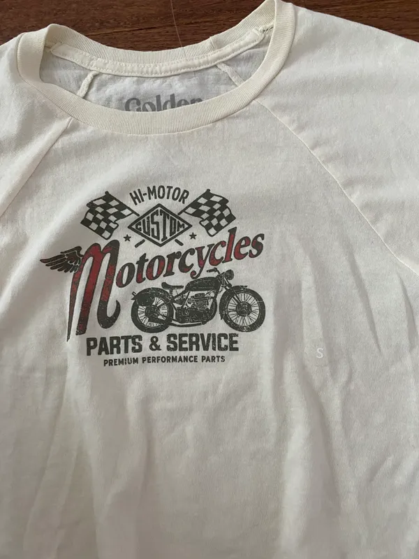 PacSun NWOT Golden Hour motorcycle parts and service graphic cropped baby tee - Image 3