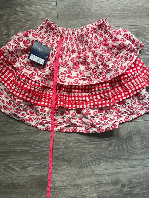 NEW Roller Rabbit x Target Red White Floral Gingham Smocked Waist Tiered Mini XS - Image 8