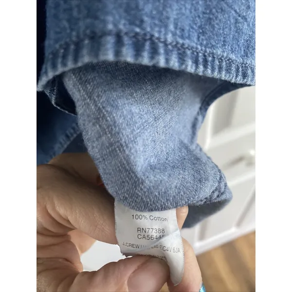J.Crew Chambray Popover Shirt Dress Womens Size 0 Blue Denim Mini Cotton Classic - Image 5
