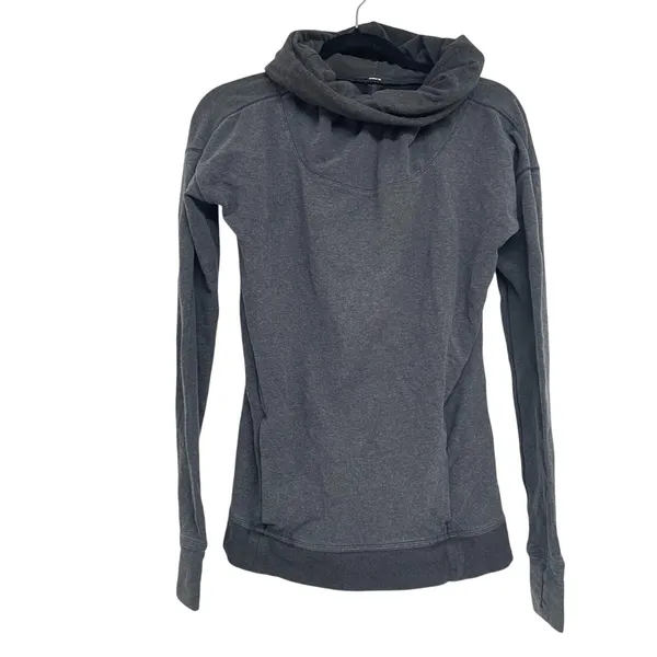 Lululemon Grey Funnel Neck Long Sleeve Hoodie Sweatshirt Women 2 Casual Athletic - Image 2