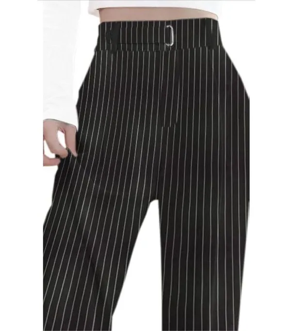 NEW Black Striped Wide Leg Pants Career Straight M 28” inseam - Image 6