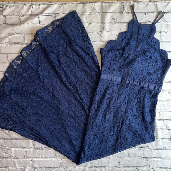 LULUS Zenith Navy Blue Lace Maxi Dress Large Event Party Long Sexy Gown - Image 3