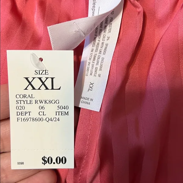 Auden Red Pajama Top with White Trim Pink Size XXL - Image 10