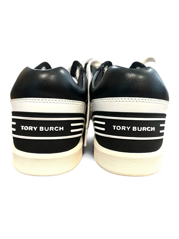 Tory Burch Clover Court Sneakers Black White Leather Logo Sneakers Size 9M NWOT - Image 4