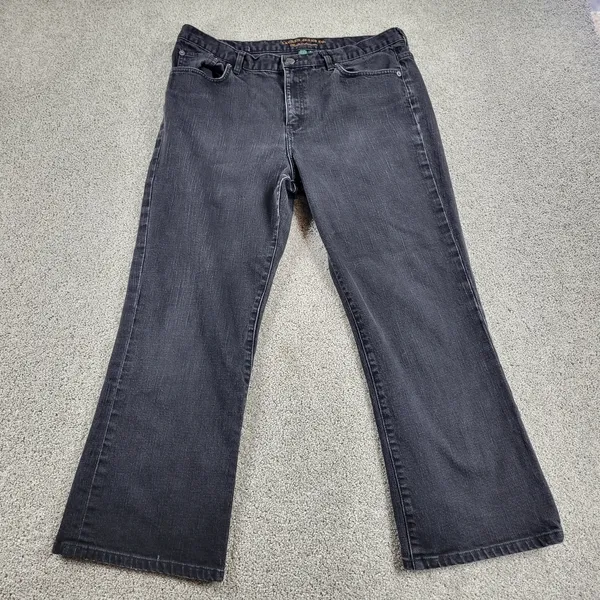 Lauren Jeans Co Ralph Lauren Womens Jeans 14 Black Classic Cowboy Bootcut Denim - Image 8