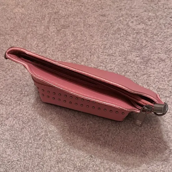 Mini Pink Leather Studded Crossbody Zipper Bag * WITHOUT STRAP * - Image 6