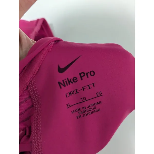 Nike Pro Dri FIT Cropped Tank Top Hot Pink Womens X-Large High Neck Sports Bra - Image 6