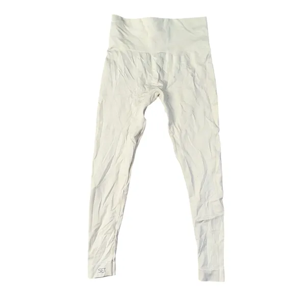 Set‎ Active Ribbed Leggings Women Medium Cream Excellent High Waisted Activewear - Image 2