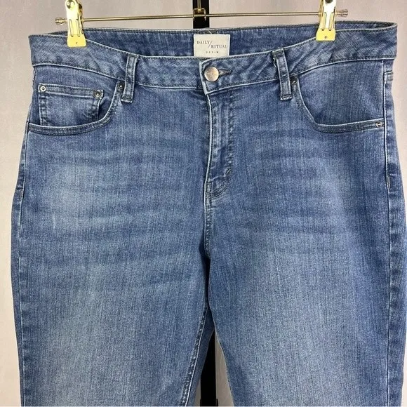 Daily Ritual Girlfriend Jeans Womens Plus 32 Blue Straight Leg Stretch Cropped - Image 4