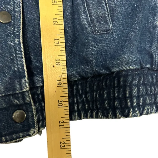 Vintage dark denim moto style jacket size medium - Image 6