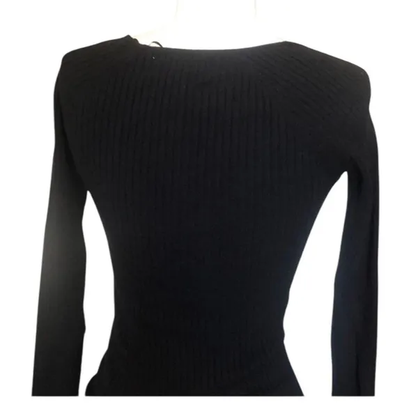 L*Space Camryn Black Ribbed Knit Sweetheart Neck Sweater Women’s Small NWT - Image 5