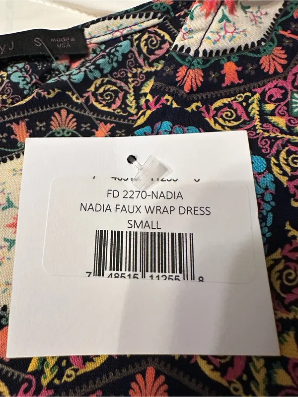 Fraiche by J Nadia Faux Wrap Boho Printed Long Sleeve Midi Dress - NWT - Size S - Image 13