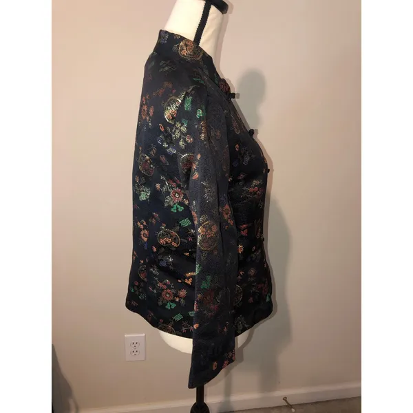 Fredericks of Hollywood Top Jacket Asian Design Damask Vintage 70s Jacket Black - Image 5