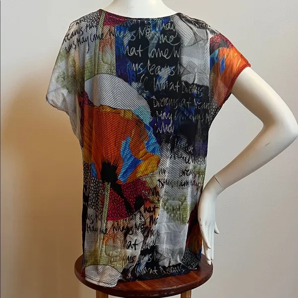 J Brand Multicolor Graphic Women's Blouse with sheer overlay - Image 3