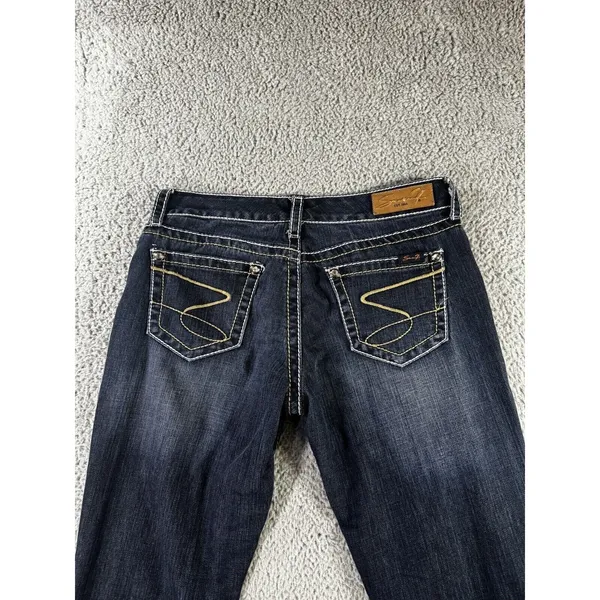 Seven 7 Bootcut Jeans‎ Women 31 Low Rise Thick Stitch Western Festival Y2K Biker - Image 9
