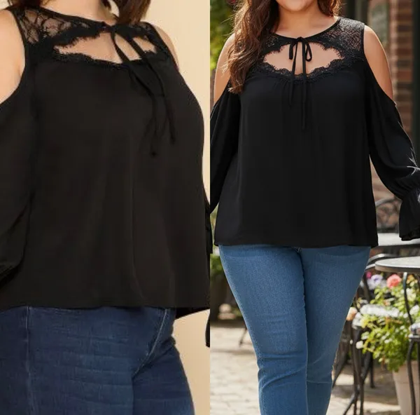 SHEIN cold shoulder women's black top /blouse size 0X - Image 2