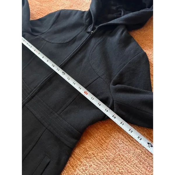 FS Limited Black Wool Blend Hooded Zip Front Coat Women Size M - Image 2