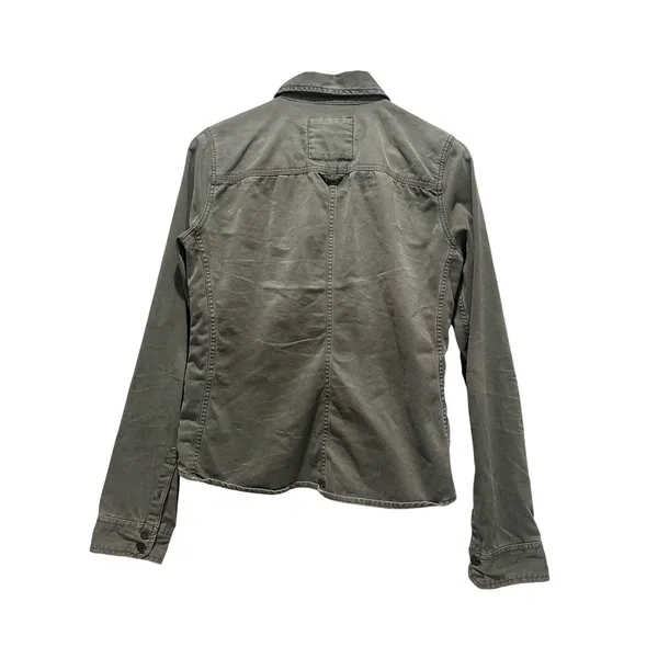 Vintage Abercrombie & Fitch Army Green Button Up Collared Shirt Medium‎ Cotton - Image 2