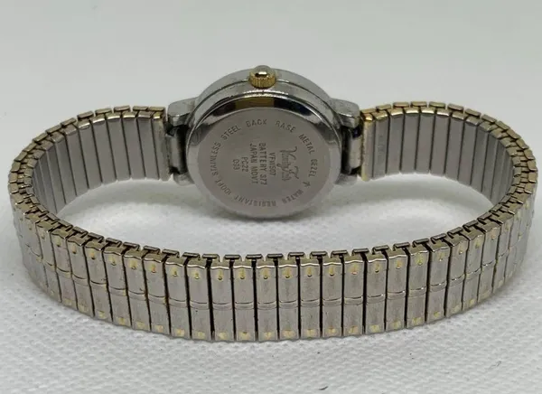 Vanity fair women date watch vintage 23mm round two tone size 6.5” running - Image 5