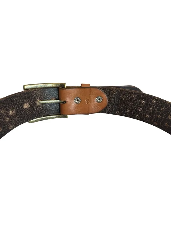 100% Leather Brown Belt Perforated Hole Detail Versatile Everyday Luxury - Image 10