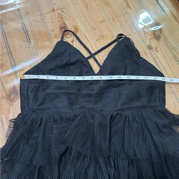 Lulus Radiant Event Black Mesh Tiered Pleated Backless Maxi Dress - Image 8