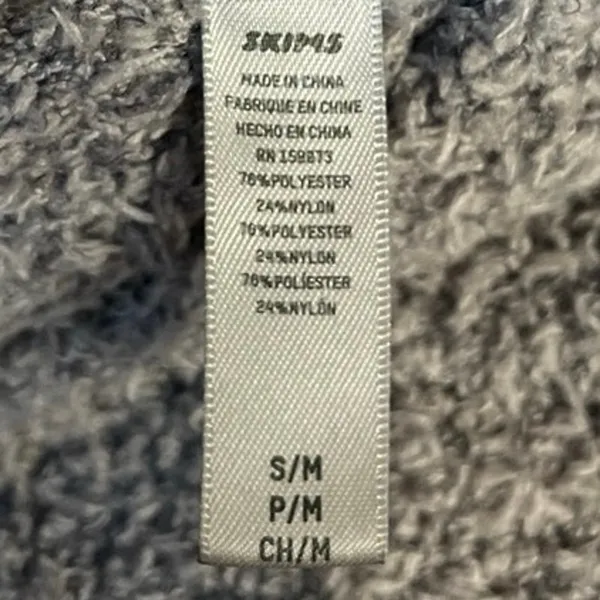 Skims Women's Gray Cozy Knit Teddy Stripe Fleece Hoodie Jogger Lounge Set S/M - Image 6