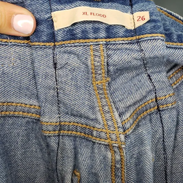 Levi's XL Flood Jeans Womens 26 Altered 25 High Rise Wide Leg Blue Denim - Image 6