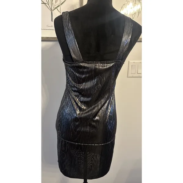 Vtg Y2K Wet Seal Metallic Party Mini Dress Festival Rave Futuristic Cyber Medium - Image 2
