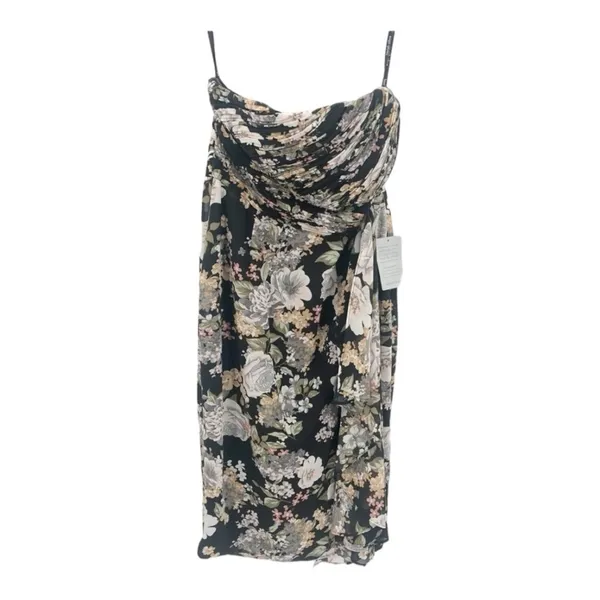 LAVISH‎ ALICE Black Floral Asymmetrical Ruffle Strapless Dress Size US 8 NEW - Image 5