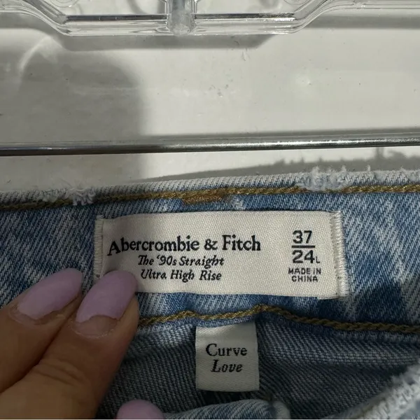 Abercrombie & Fitch Curve Love Ultra High Rise 90s‎ Straight Jean Size 24 Long - Image 7
