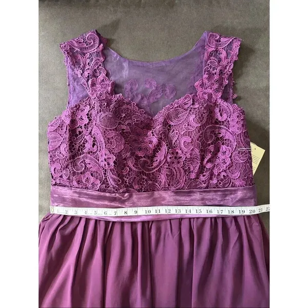 Women’s Purple Lace Bodice Full Length Formal Bridesmaid Dress Size 18 NWT - Image 8