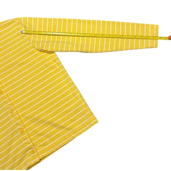 Vintage Lands' End‎ Direct Merchant Yellow White Stripe Button Down Shirt Small - Image 6