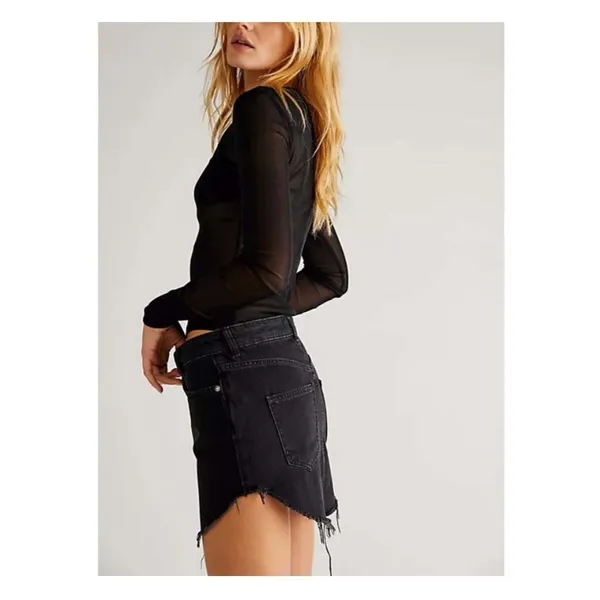 NWT Free People We the Free Sky High Black Denim Mini Skirt Size 10 Indie Sleaze - Image 3