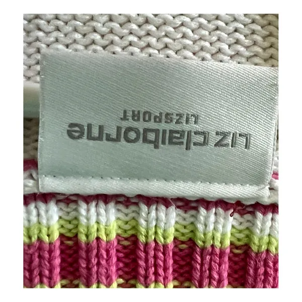 Liz Claiborne Sweater Vest Size S White Sleeveless V-Neck Preppy Vintage Y2K - Image 3