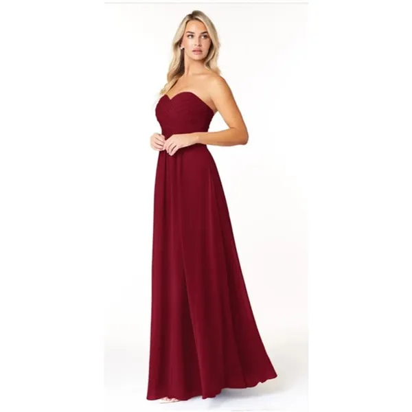 Azazie Yazmin Burgundy A-line Sweetheart Chiffon Dress Formal Gown, approx sz 2 - Image 2