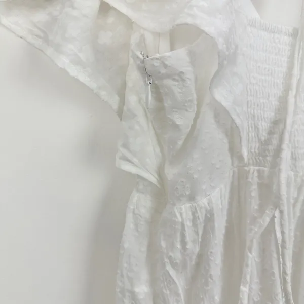 Madewell Tie Back Flutter Sleeve Tiered Midi Dress White Cottagecore US 0 NWT - Image 14