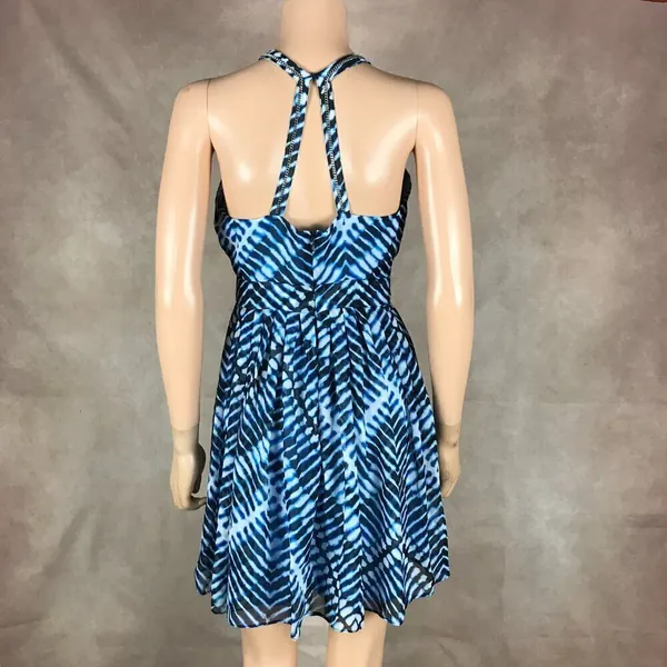 Calvin Klein Blue Printed Halter Fit & Flare Dress NWT 4P - Image 12