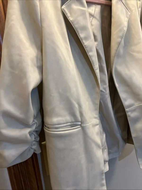 bagatelle Cream Vegan Leather Blazer Jacket - Image 10